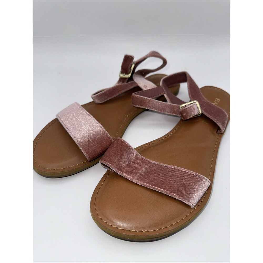 Rampage Women's Pink Strappy Flat Sandals Fabric Upper Size 8.5